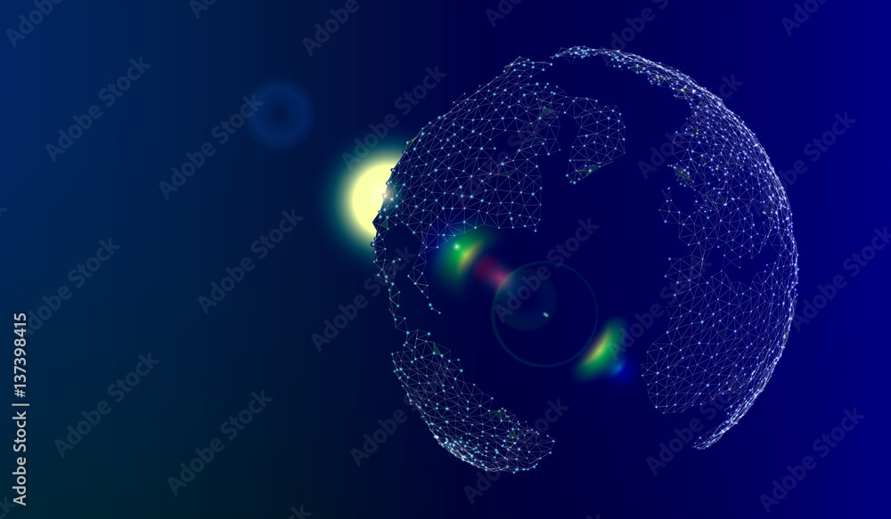 Poster eps 10. abstract image of a planet earth in the form of a starry sky or space, consisting of points,