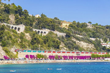Summer coastline in Villefranche-sur-Mer, City of Nice, France