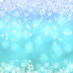 Vector card with Chrismas lights and snow