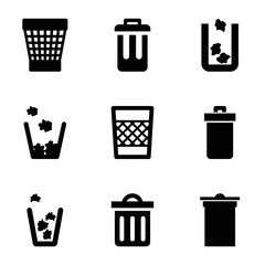 Set of 9 bin filled icons