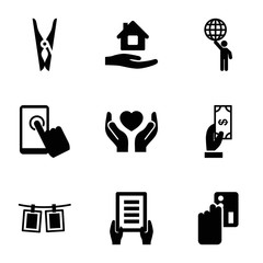 Set of 9 hold filled icons