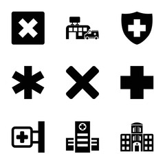 Fototapeta premium Set of 9 cross filled icons