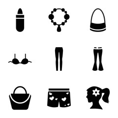 Set of 9 women filled icons