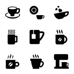 Set of 9 cappuccino filled icons