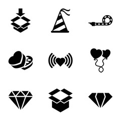 Set of 9 gift filled icons