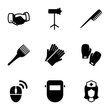 Set of 9 professional filled icons