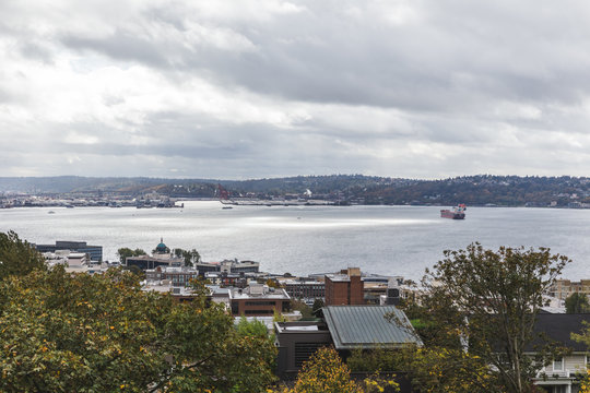 View of water from Kerry Park in Seattle, Washington, USA