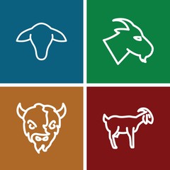 Set of 4 goat outline icons