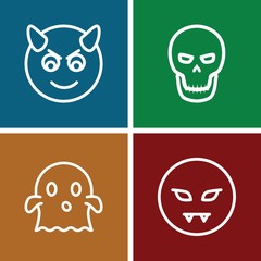 Set of 4 evil outline icons