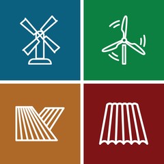 Set of 4 mill outline icons