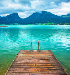 Lake with mountains and turquoise water