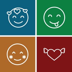 Set of 4 Emotions outline icons