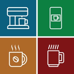 Set of 4 caffeine outline icons