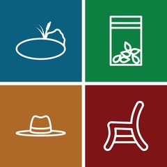 Set of 4 garden outline icons