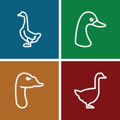 Set of 4 goose outline icons