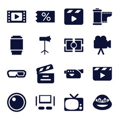 Set of 16 movie filled icons