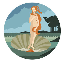 redhead venus standing in a shell in the sea © matiasdelcarmine