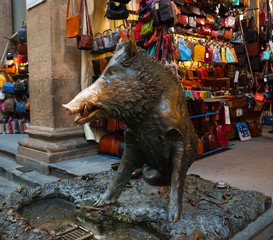 Bronze pig fountain in Florence