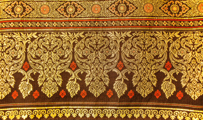 Traditional Thai style art of pattern on fabric silk