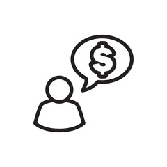 man thinking about money icon.