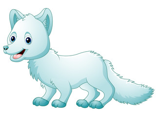 Cute cartoon arctic fox walking