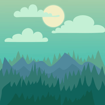 Mountain nature landscape vector illustration.