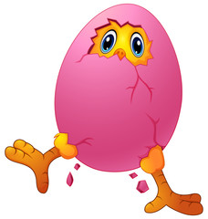 Cartoon chick cracked eggshell