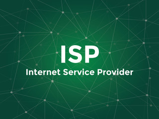 isp internet service provider white text illustration with green constellation map as background