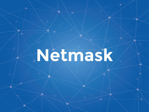 netmask white text illustration with blue constellation map as background