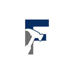 F Letter - Hammer Logo Simple