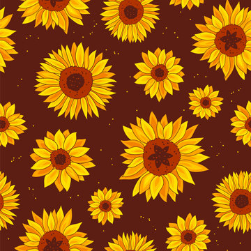 Vector pattern of sunflowers