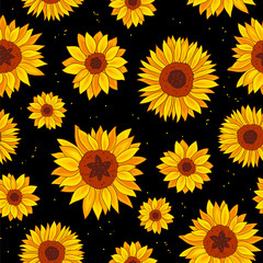 Naklejka premium Seamless pattern of sunflowers