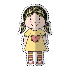 little girl drawing isolated icon vector illustration design