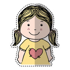 little girl drawing isolated icon vector illustration design