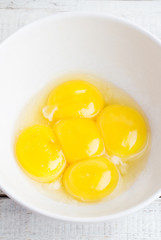 egg yolks close-up view from above