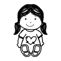 little girl drawing isolated icon vector illustration design