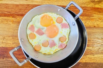 Top View of Vietnamese-Style Pan-Fried Egg with Toppings
