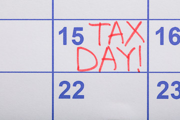 Tax Day Written On Calendar