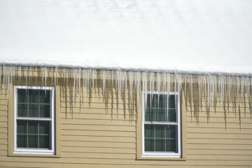 icicle hanging on the house roof