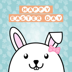 Happy easter day with cute rabbit on carrot and present box pattern