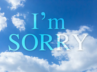 I am sorry concept  on blue sky background