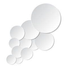 White paper circle with drop shadows on white background
