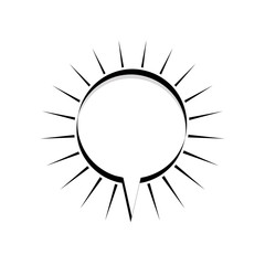 monochrome silhouette circular shape dialog box with lines around vector illustration