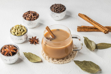 チャイ　インドのミルクティー　Herb tea with milk of Chai India