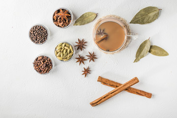 チャイ　インドのミルクティー　Herb tea with milk of Chai India