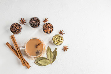 チャイ　インドのミルクティー　Herb tea with milk of Chai India
