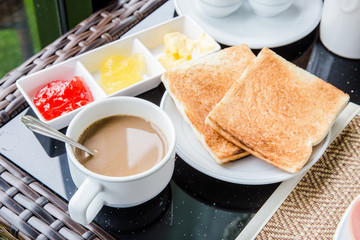morning breakfast with bread