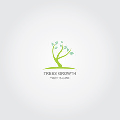 Tree with beautiful green leafs environment concept icon logo template