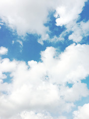 White clouds and blue sky background