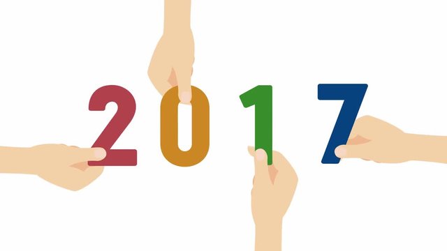 2017 - hands with letters - 4k animation with alpha channel